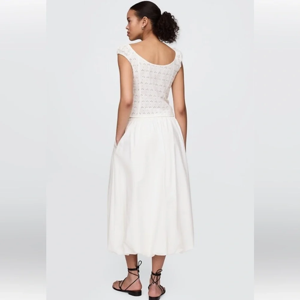 GAP Women's Crisp White Bubble Hem Midi skirt size medium m NEW w tag - Picture 3 of 5
